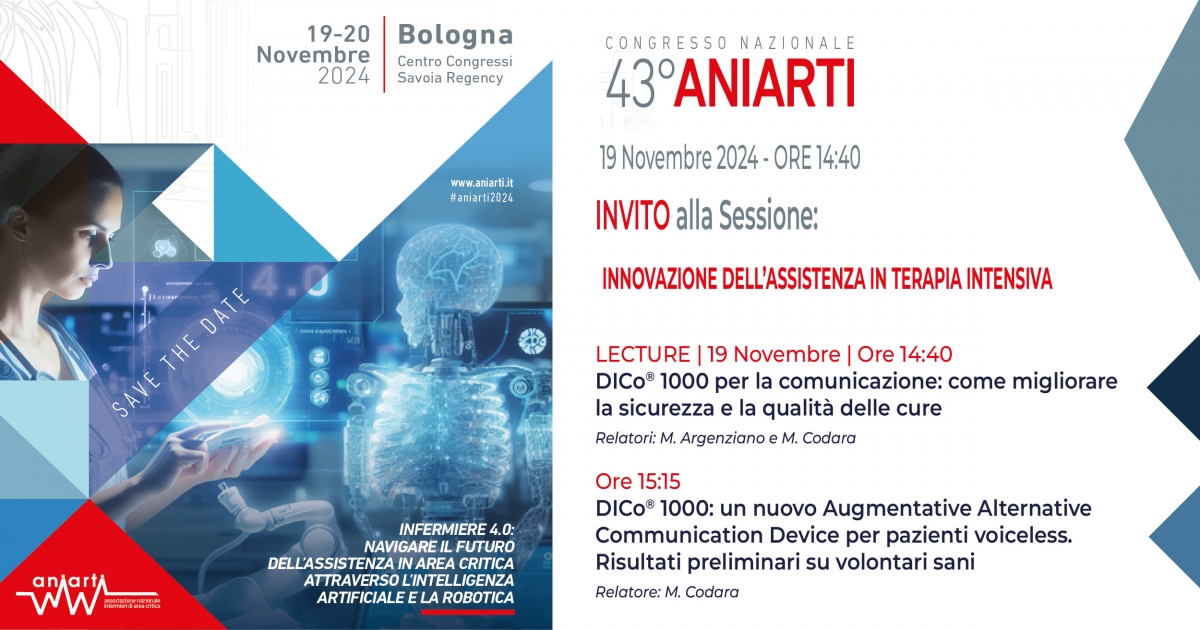 Congresso Nazionale 43 ANIARTI, INNOVAZIONE DELL'ASSISTENZA IN TERAPIA INTENSIVA